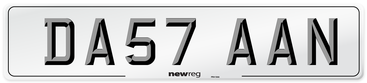 DA57 AAN Number Plate from New Reg